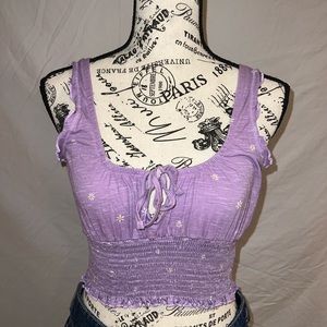 Me to We Purple Flower Cropped Tank Top